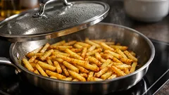 Knusprige Bratkartoffeln ohne Ölspritzer: der einfache Deckel-Trick aus der Pfanne